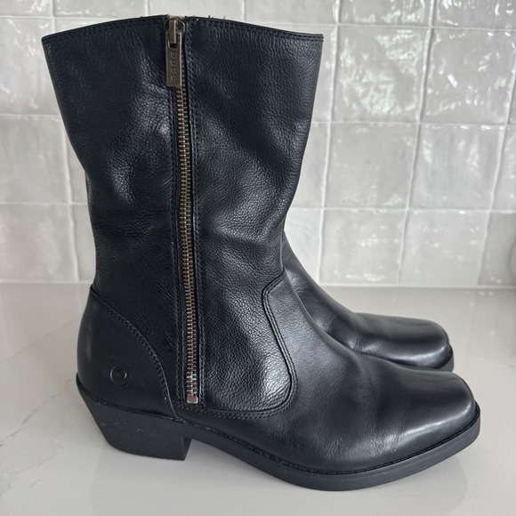 BOGS Gretchen Leather Boots Womens 9 Black Waterproof Mid Calf Zipper - Picture 3 of 8